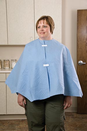 Cape Exam, Poncho, Extra Coverage, Blue, Scrim-Reinforced Tissue, Front Opening Without Closure 28'x56' (25/CS) by Graham Medical  ID 15568